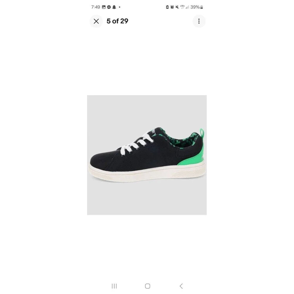 Kids' Minecraft Court Shoes Youth Black And Green Creeper Low Top Sneaker Size 1 - Picture 3 of 5